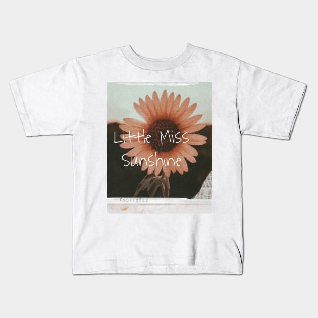 Little Miss Sunshine Sunflower Vintage retro aesthetic good vibes positivity inspiration good mood retro vibes butterfly flowers flower Kids T-Shirt by AGRHouse